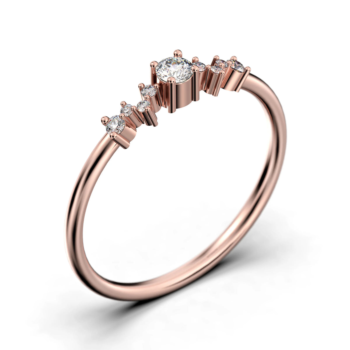 0.60 Carat Round Cut Diamond Moissanite Engagement Ring in 10k Solid Rose Gold A919