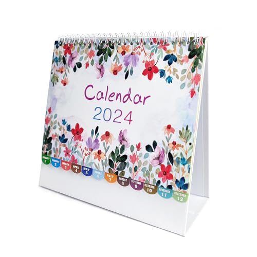 Desk Calendar, 12 Months, 8" x 6", Pink-Floral L9551