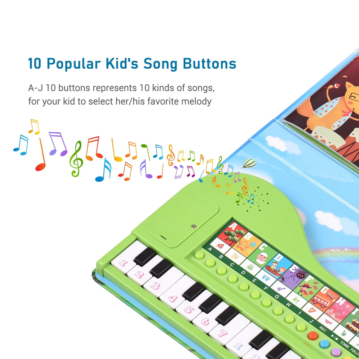 20-Key Electronic Piano Book with Built-In Keyboard, Educational Music Toy for Kids R4510
