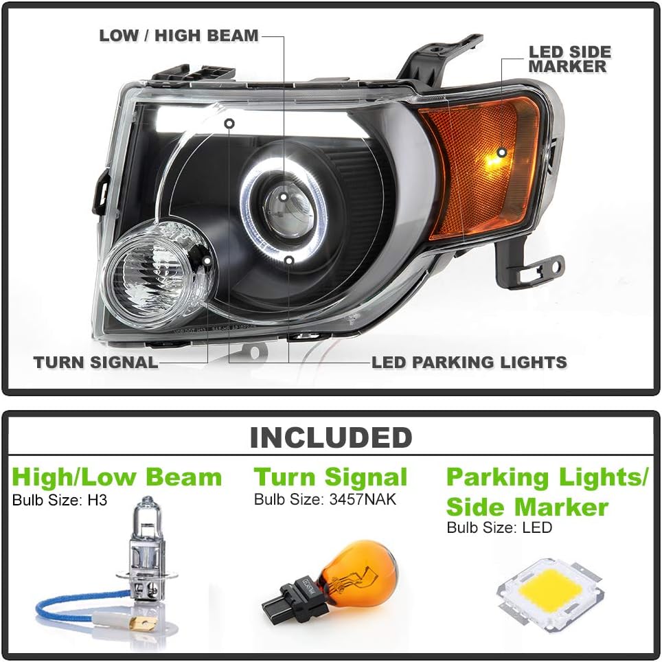 Black Housing LED Projector Headlights for Ford Escape Y95993