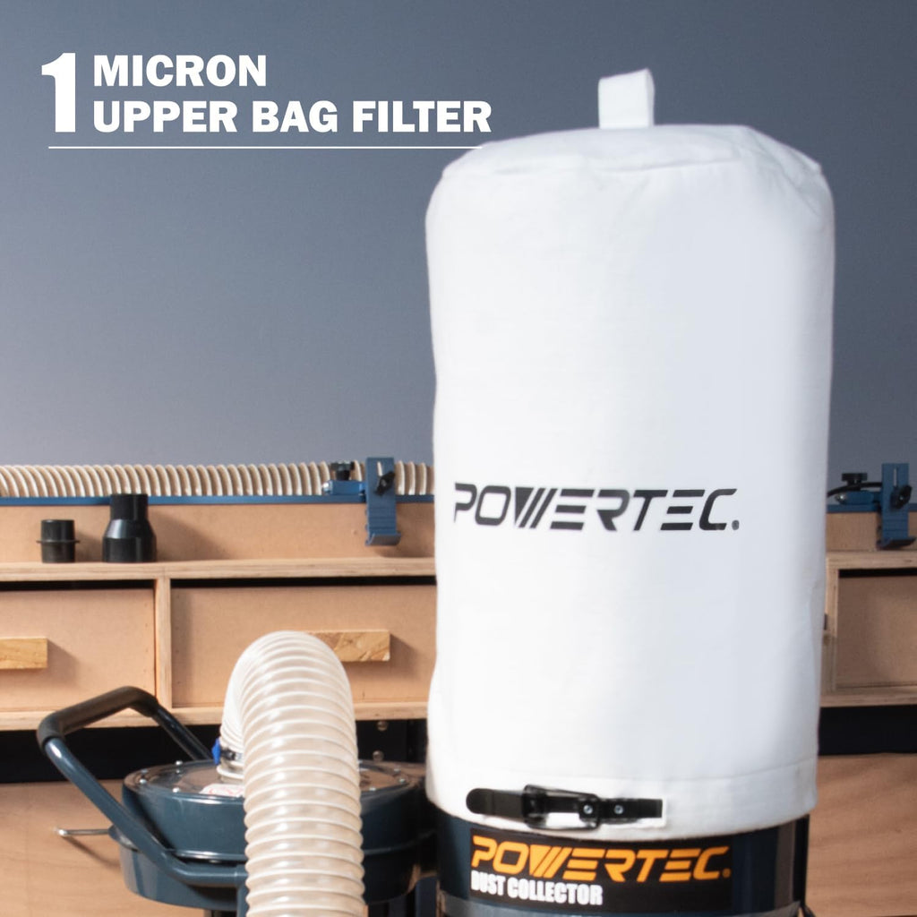 1 HP Dust Collector with 1 Micron Bags and Mobile Base S86741