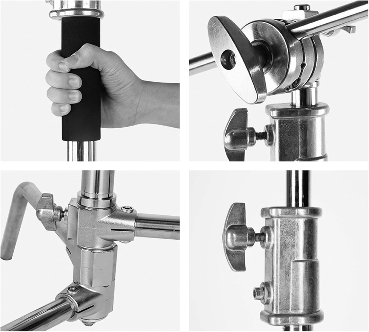 100% Stainless Steel Heavy Duty C Stand with Boom Arm, 2 Grip Head K5228