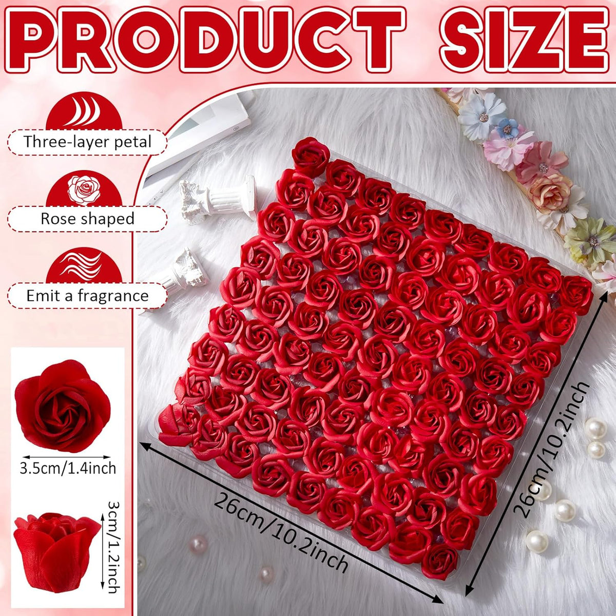 162 Pcs Rose Flower Soap (Red) Z281