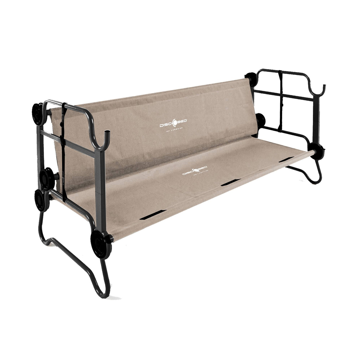 Tan Bunked Double Camping Cot with Organizers J69706