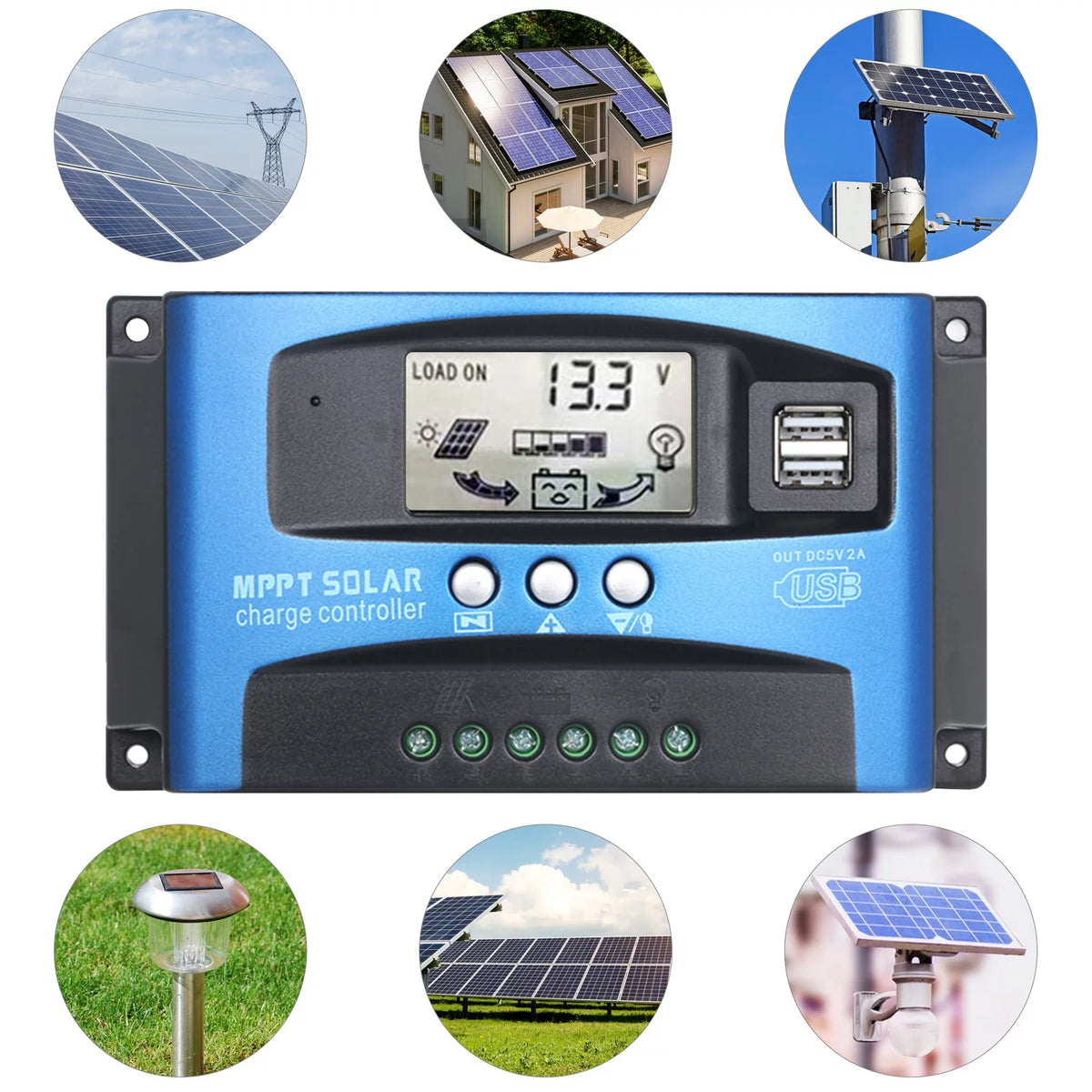 100A MPPT Solar Charge Controller with Dual USB A6154