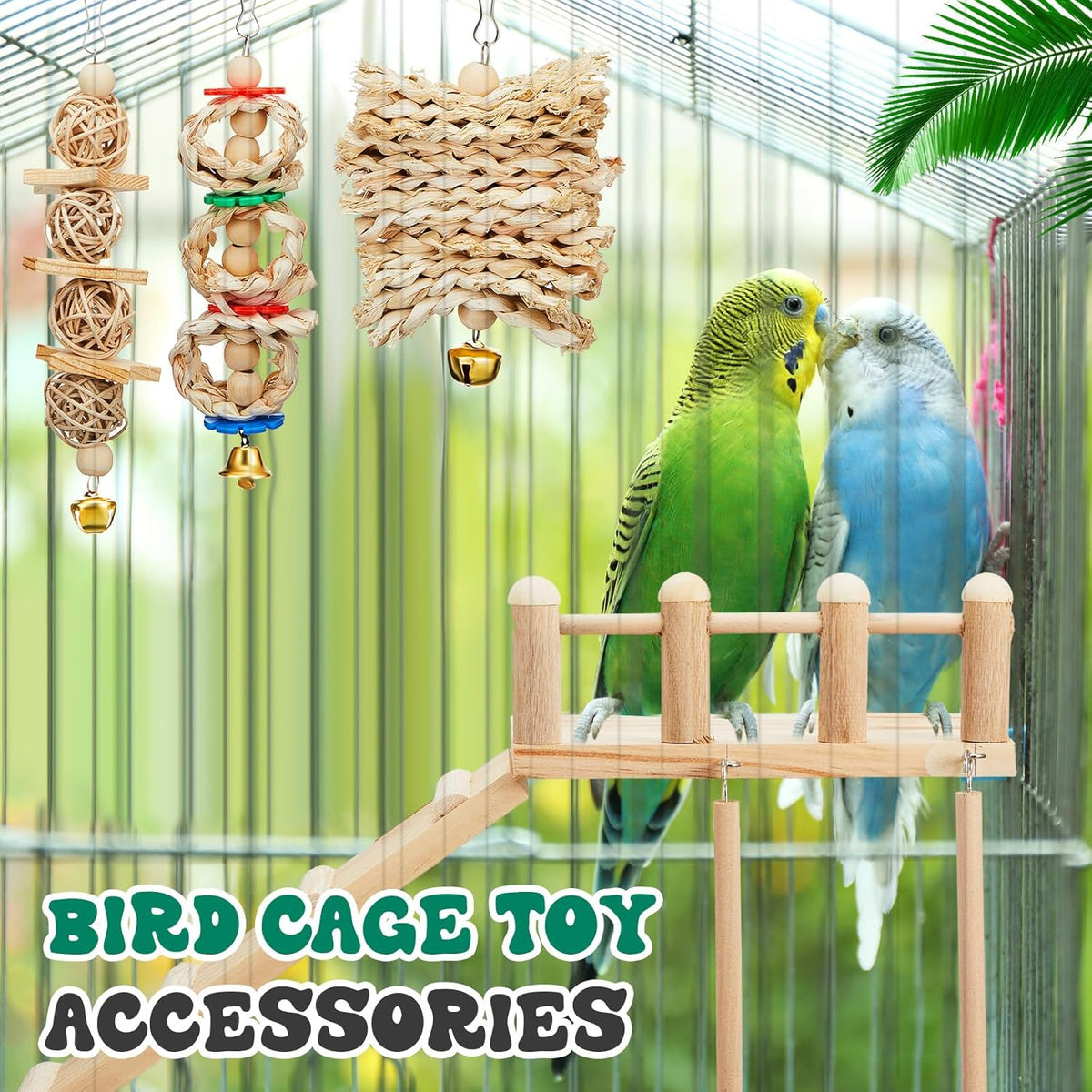 10 Pcs Parrot Swing Toys and Bird Perches Platform with Climbing Ladder Chewing Standing Hanging Parakeet Toys Bird Cage Accessories R164