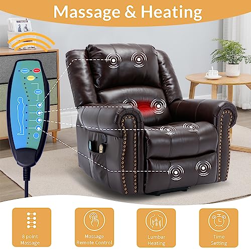Dark Brown Electric Power Lift Recliner Sofa with Massage and Heat A54539