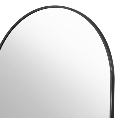 30"x71" Black Arched Full Length Mirror with Aluminum Alloy Frame W7142