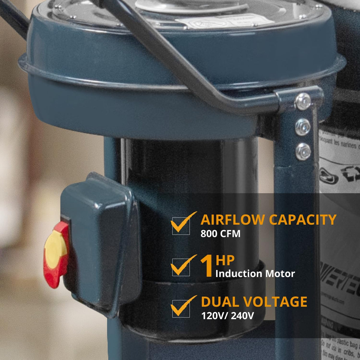 1 HP Dust Collector with 1 Micron Bags and Mobile Base S86741