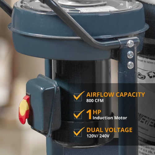 1 HP Dust Collector with 1 Micron Bags and Mobile Base S86741