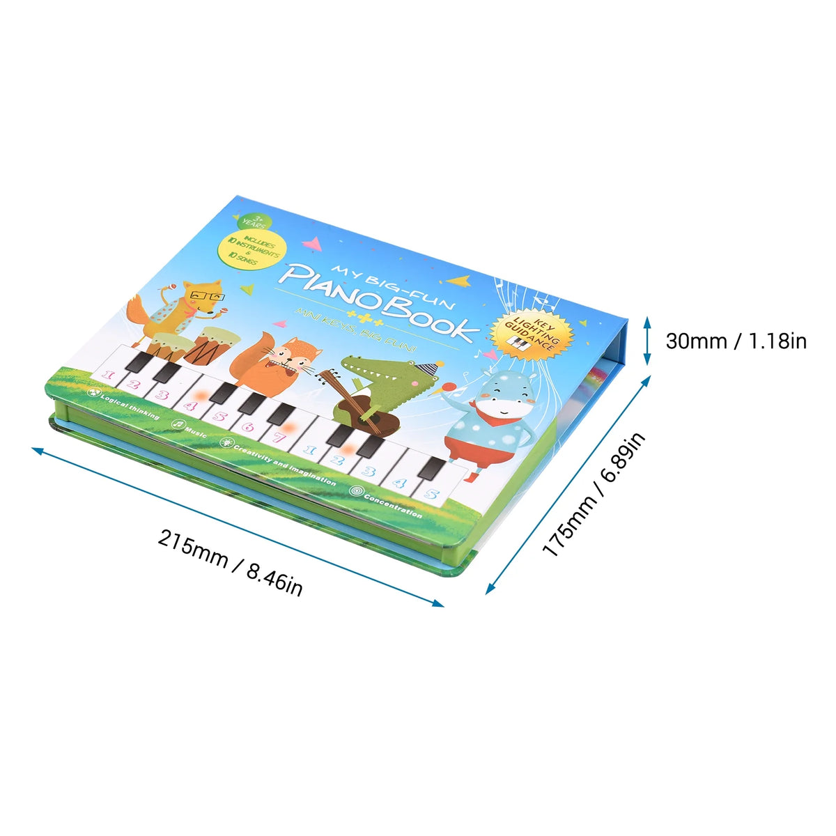 20-Key Electronic Piano Book with Built-In Keyboard, Educational Music Toy for Kids R4510