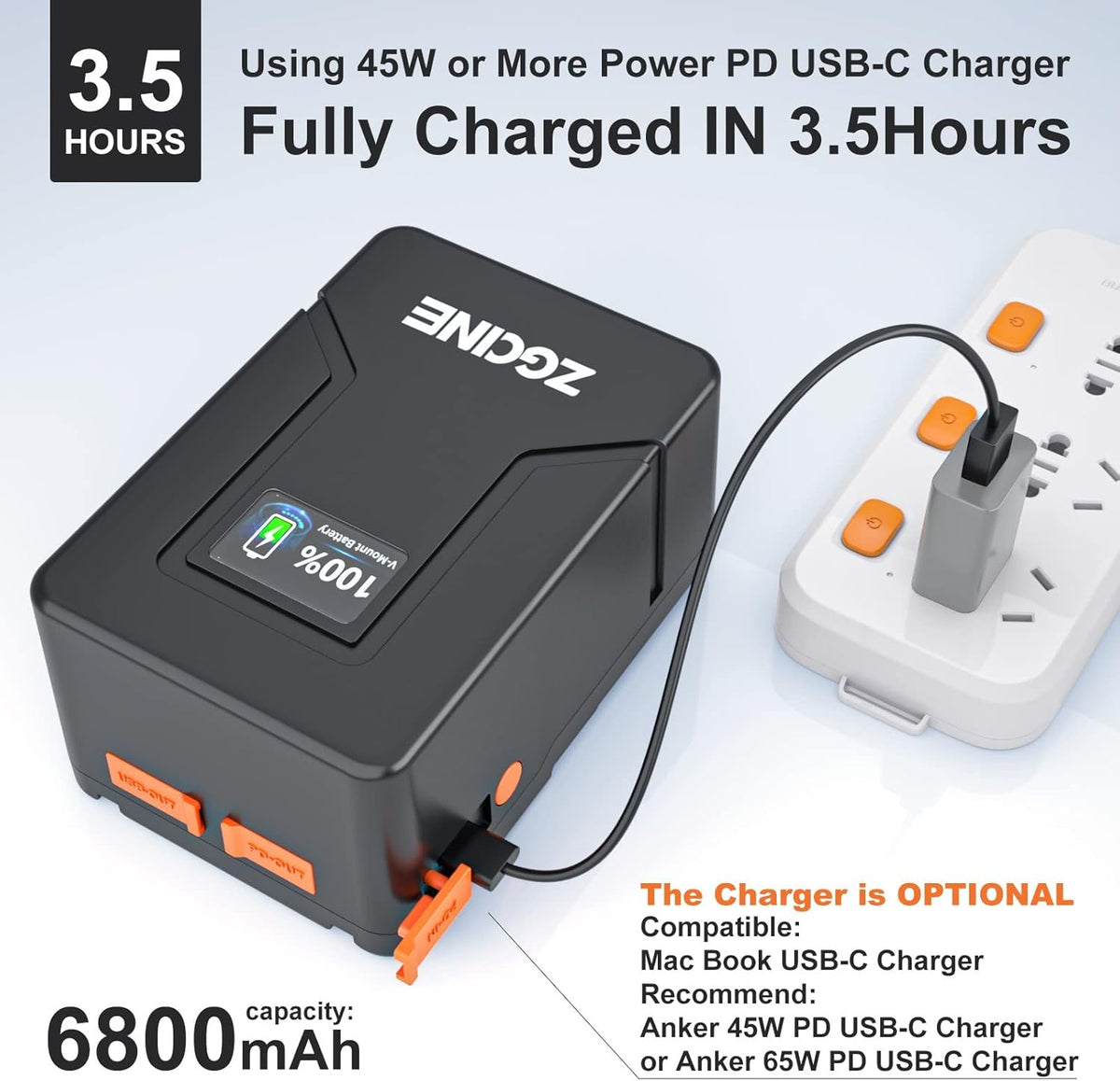 Mini V-Mount Battery 99Wh 14.8V 6800mAh with D-TAP USB-C USB-A Output M26155