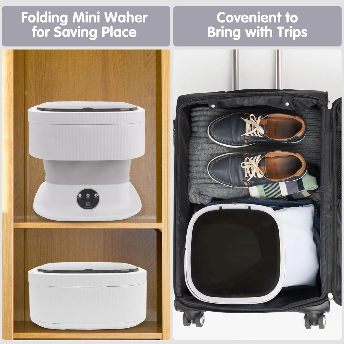 10L Foldable Portable Washing Machine with Spin Dryer G19536