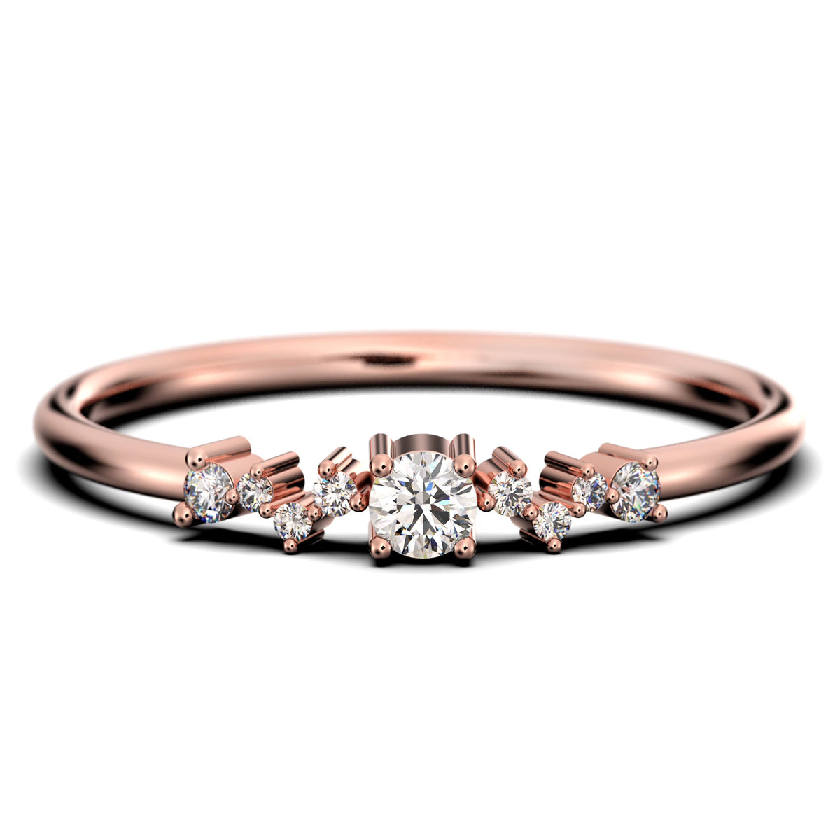 0.60 Carat Round Cut Diamond Moissanite Engagement Ring in 10k Solid Rose Gold A919
